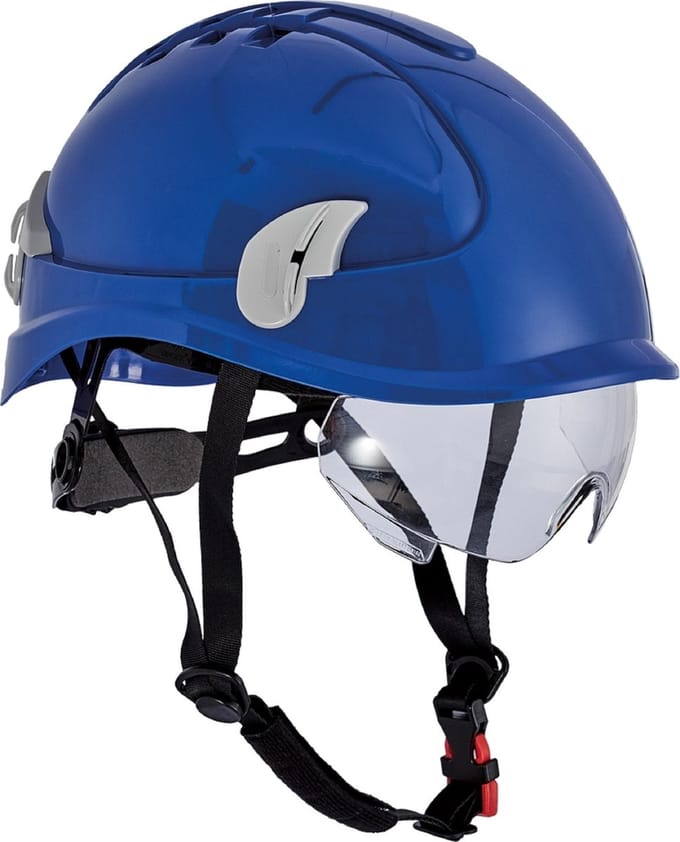 Alpinworker veiligheidshelm marine met bril