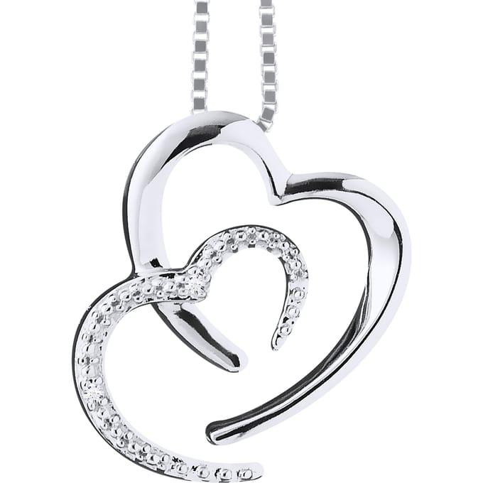 2 harten ketting Diamonds 0.010 Cts White Gold