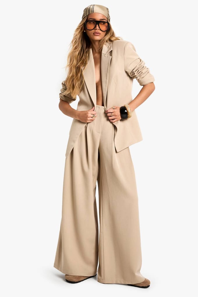 boohoo Dames Getailleerde blazer met ingesnoerde taille | Steen | Maat: 36