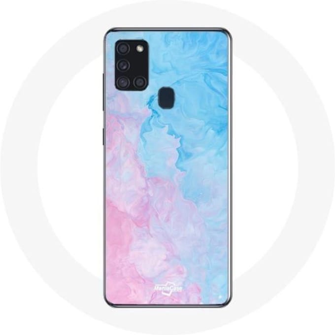 Samsung Galaxy A21S Hoesje Roze Blauwe Achtergrond