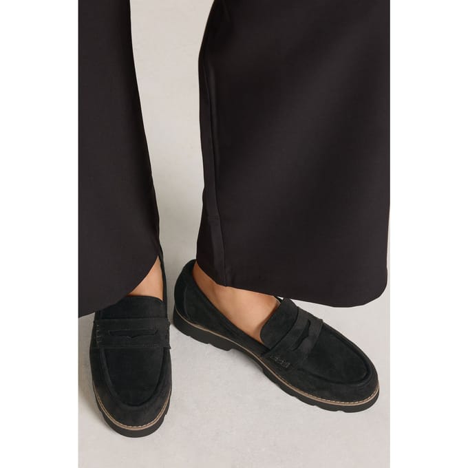 Yours Zwarte Loafers Van Imitatiesuède In Brede Epasvorm Size 38EEE