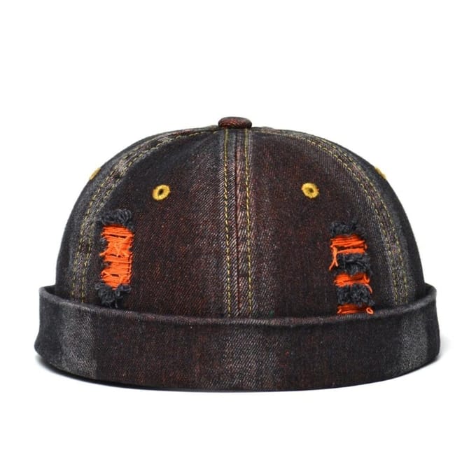 Casquette de Docker Vintage Mode Manchette Relevée Bord Réglable Calotte sans Visière Coton Lavé Décontracté Casquette Melon Unisexe gray