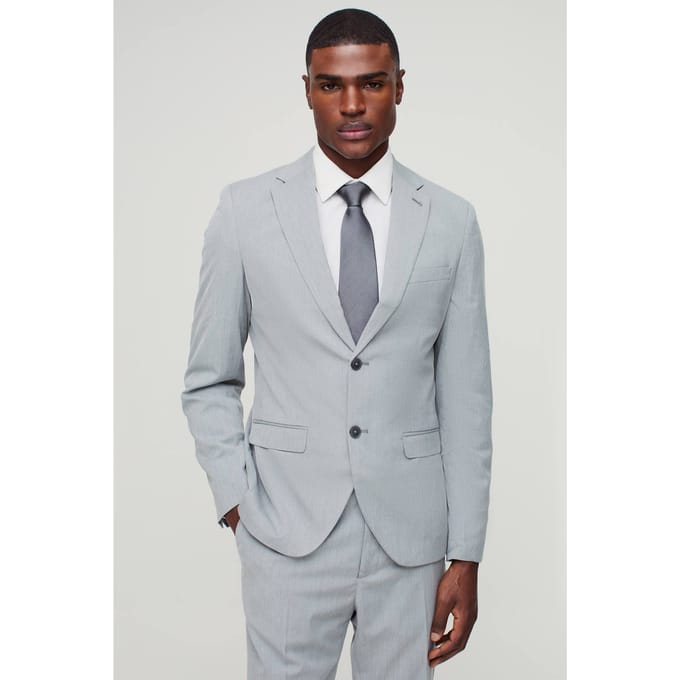 Slim Single Breasted Suit Jacket | Grey | Size 52