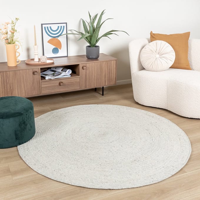 NATURL. Rond wollen vloerkleed - Wise Grijs/Gemeleerd No. 367 - Ø 100cm