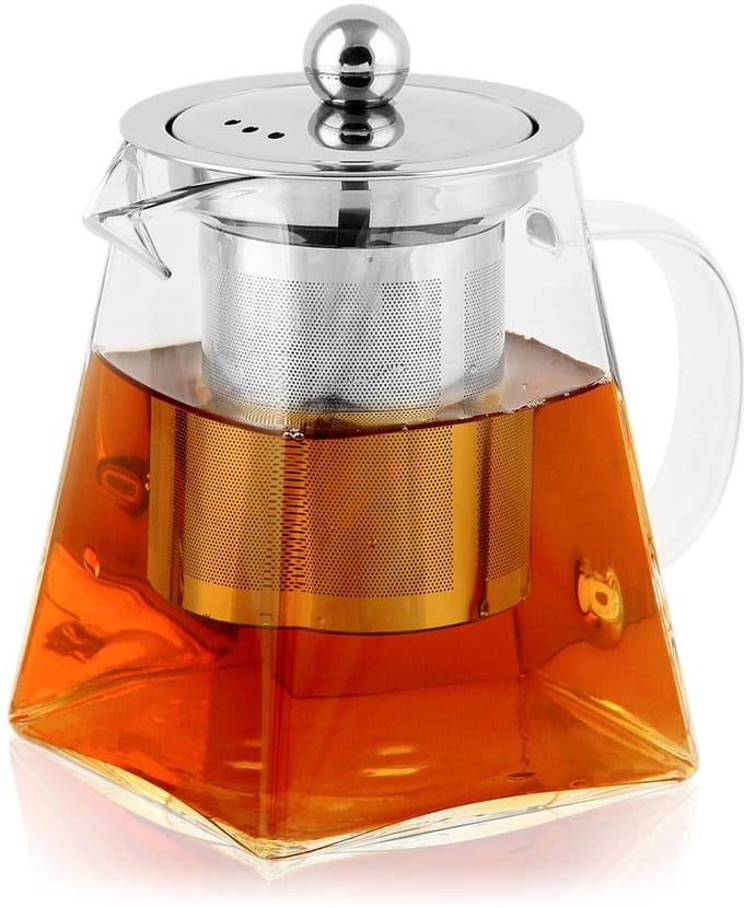 Glazen Theepot met RVS Theezeef - Hittebestendig - 900 ml