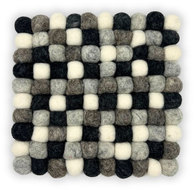 Felt Ball Square Placemat - 20cm Multi Grey Colour