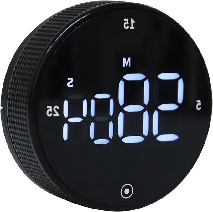Digitale Keuken Timer met Groot LED Display, Snelle Instelling met Draai Knop, Ideaal voor Koken, Bakken en Leren