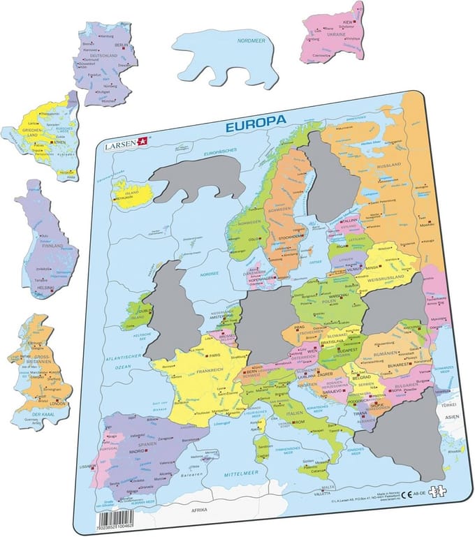 Educatieve Puzzelkaart van Europa met 37 Stukken voor Kinderen