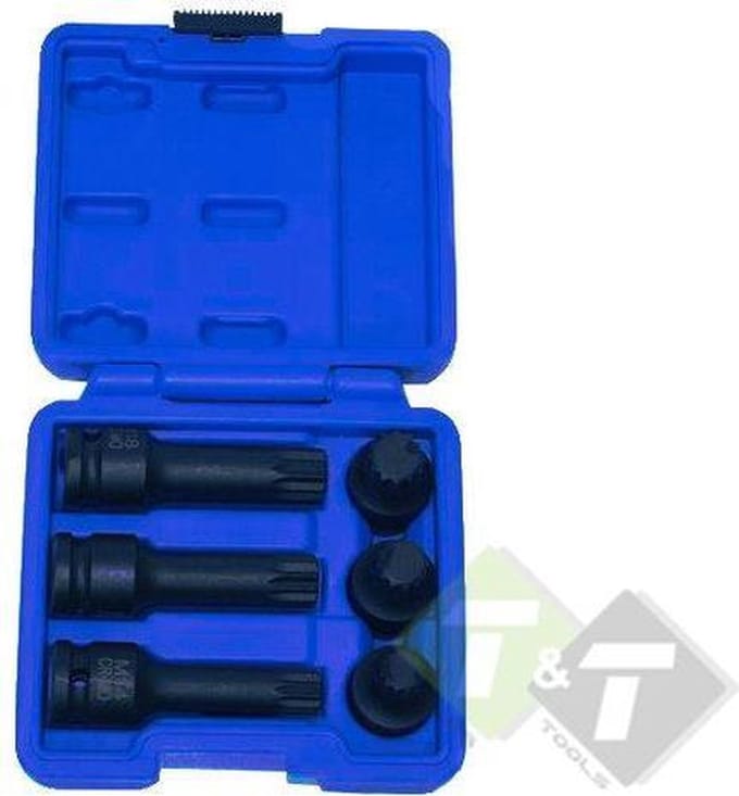 Veeltand krachtdopset, 6 delig, 1/2 duims aansluiting, M14, M16 en M18