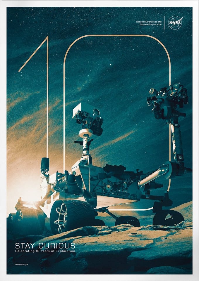 10 Years Of Exploration With Curiosity | Space, Astronomie & Ruimtevaart Poster | A3: 30x40 cm