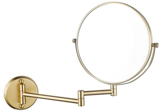 FugaFlow make-up spiegel - 20cm - rond - PVD - geborsteld messing (goud) -