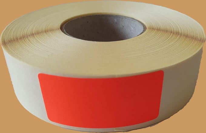 Blanco etiketten op rol - 50 x 25 mm rechthoek - rood radiant