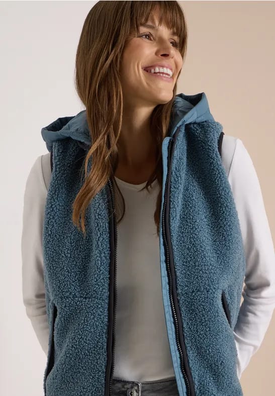 Teddy gilet met afneembare capuchon
