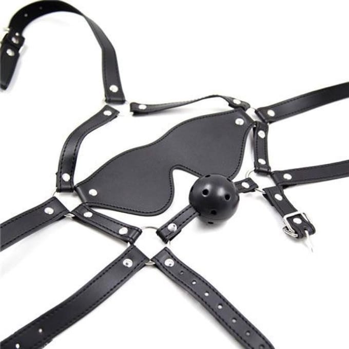 Compleet Hoofd Harnas met Ballgag en Blinddoek