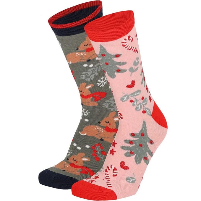 Apollo - Kerstsokken dames in kerstbal - Roze/Grijs - Maat 36/41