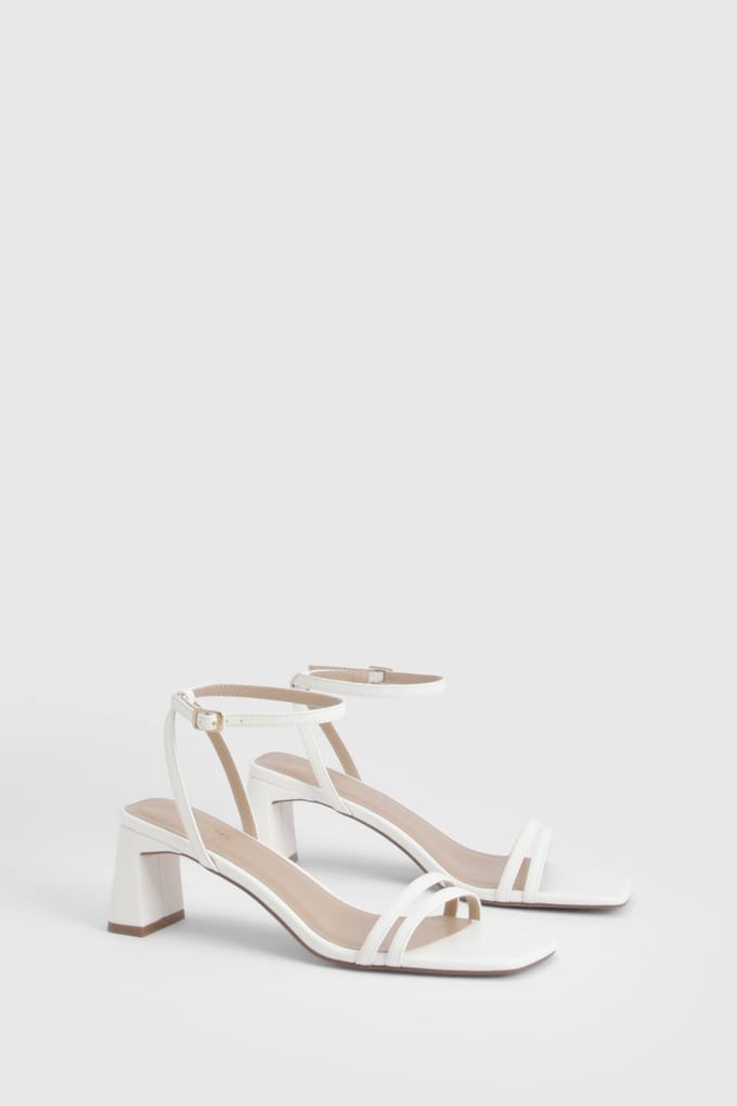 boohoo Dames Brede Pasvorm Bandjes 2-Delige Hakken | Wit | Maat: 40