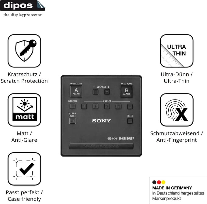 dipos – 2x Matte Beschermfolie geschikt voor Sony XDR-C1DBP | Krasbestendige & antireflecterende Screenprotector Ultra-Thin