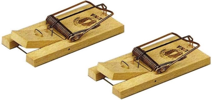 Hendrik Jan Muizenval / muizenklem - 2x stuks - hout - 10 cm