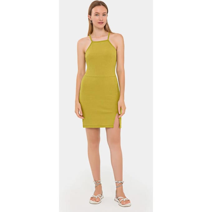 Mouwloze Halter-Neck Mini-jurk met Zijsplit