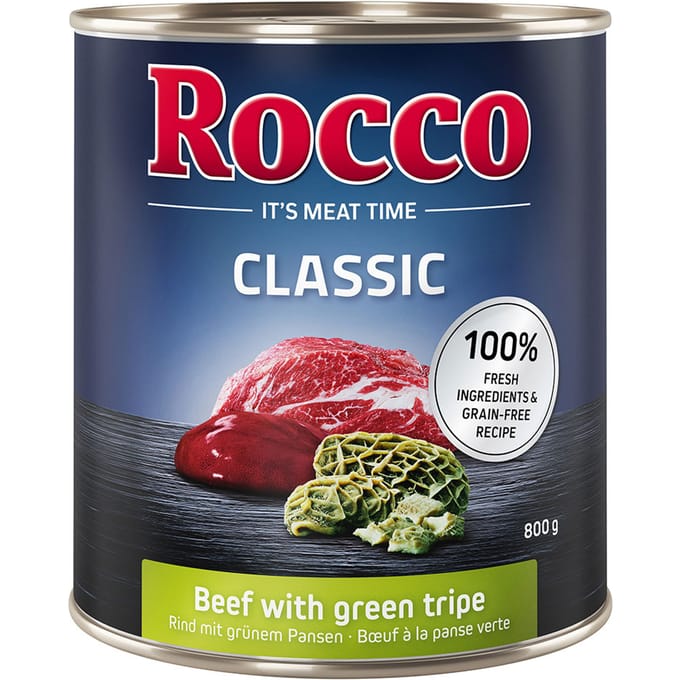 6x800g Rund met Groene Pens Rocco Hondenvoer