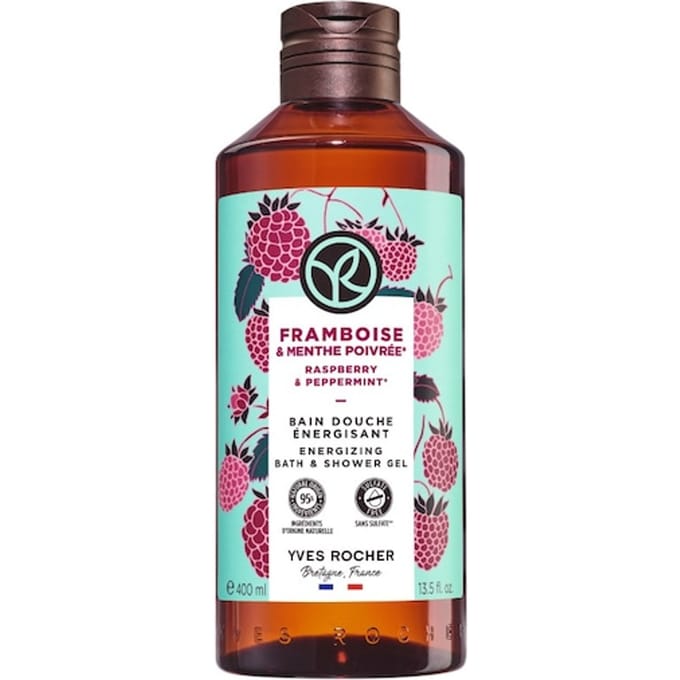 Yves Rocher Raspberry & Peppermint Energieke Bad- en Douchegel Dames 400 ml