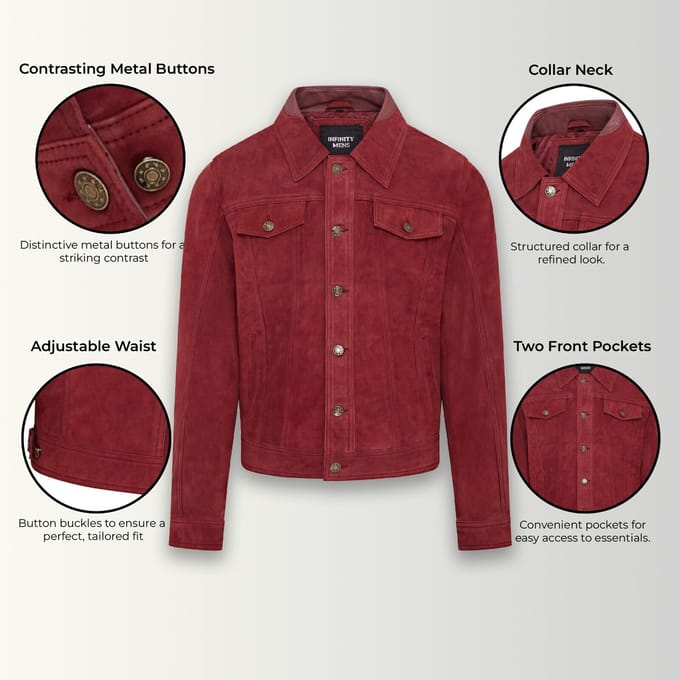 Heren Trucker Geit Su�de Westerse Leren Jeansjas - Yangon