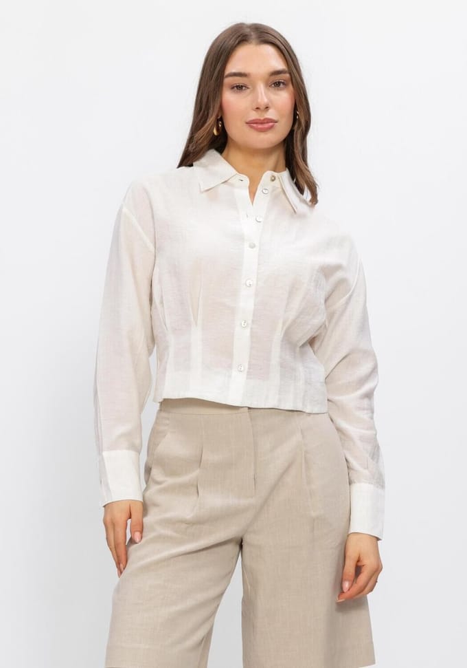 Minus Msoriana Shirt Dames - Jurken - Gebroken wit - Maat 44