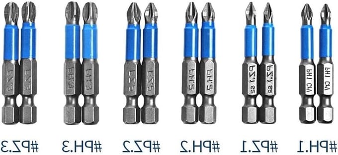 Set van 12 magnetische schroevendraaiers van S2-staal met PZ en PH bits voor elektrisch gebruik