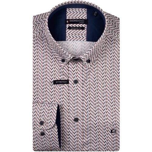 Giordano Overhemd Ivy Mini Fantasy Squares Pattern Satin Stretch Deep Mauve / male