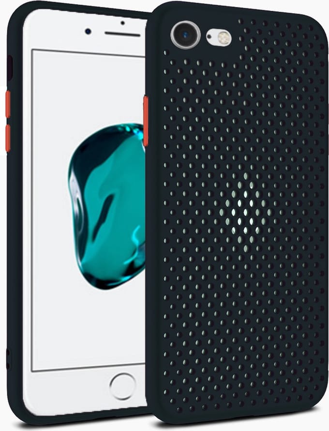 Smartphonica iPhone 6/6s Plus siliconen hoesje met gaatjes - Zwart geschikt voor iPhone 6/6s Plus