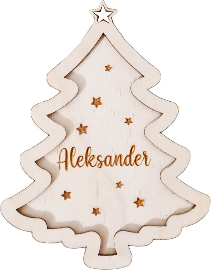SMX Design - Kerstbal - Personaliseerbaar - Houten - Geschenk - 1 stuks