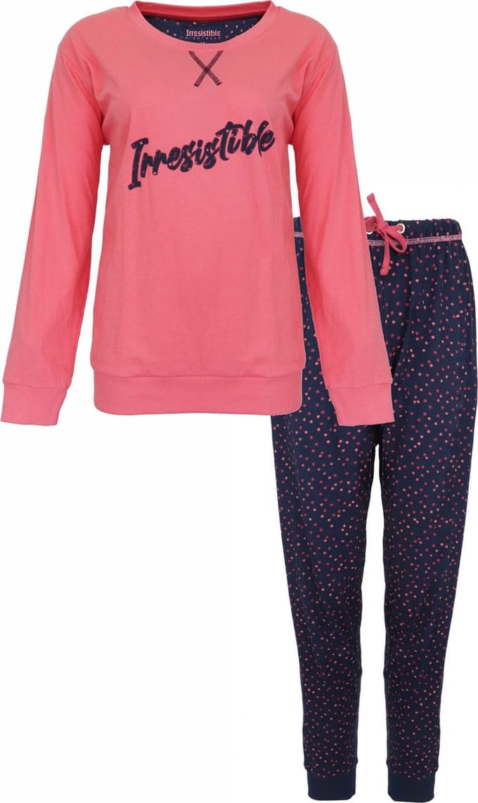 Irresistible Dames Pyjama - 100% Gekamde Katoen - Roze - Maat L