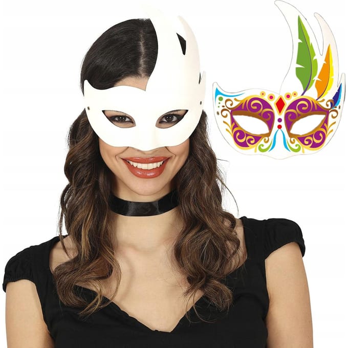 Masque Blanc Vénitien Carnaval Base Pour Peinture Personnelle Bricolage Bal