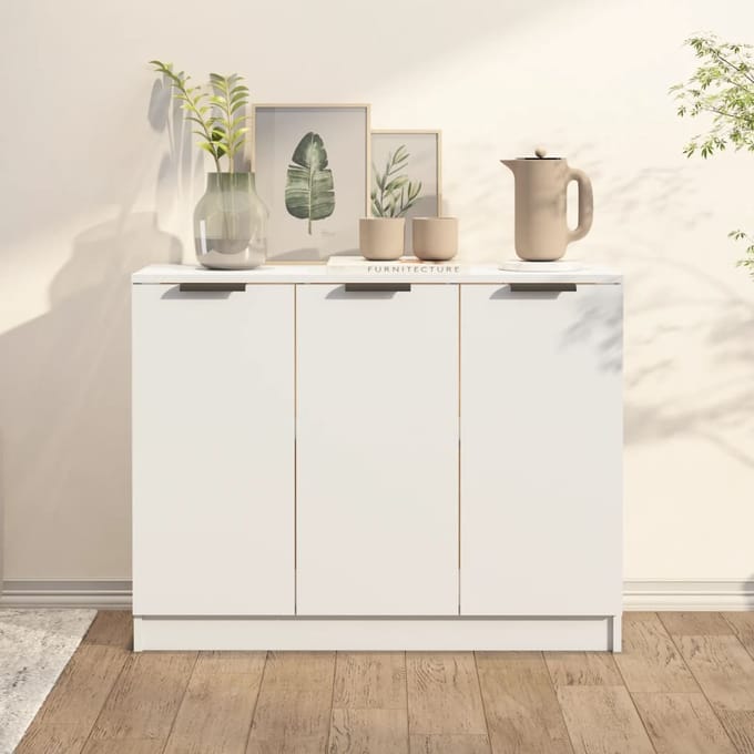 vidaXL - Dressoir - 90,5x30x70 - cm - bewerkt - hout - wit