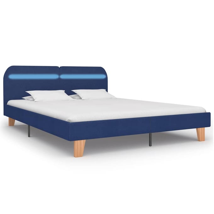 vidaXL - Bedframe - met - LED - stof - blauw - 180x200 - cm