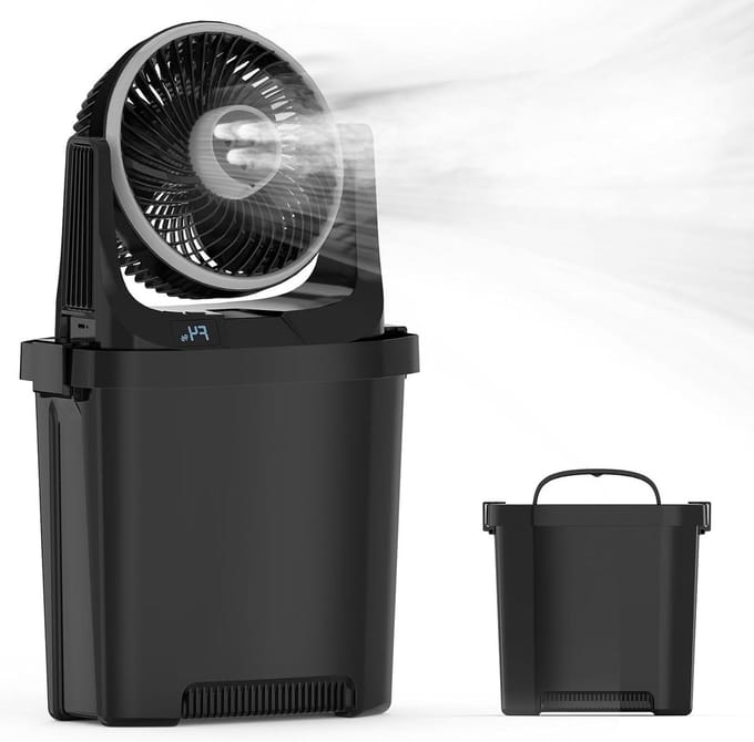 Draagbare luchtkoeler - Vernevelende ventilator - Buiten verkoelen - Grote watertank - 7000 ml - Wit