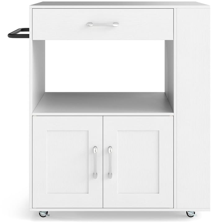 Keukeneiland - Verplaatsbaar - Keukenkast - Dressoir - Organizer - Kasten - Houten Werkblad - Wit