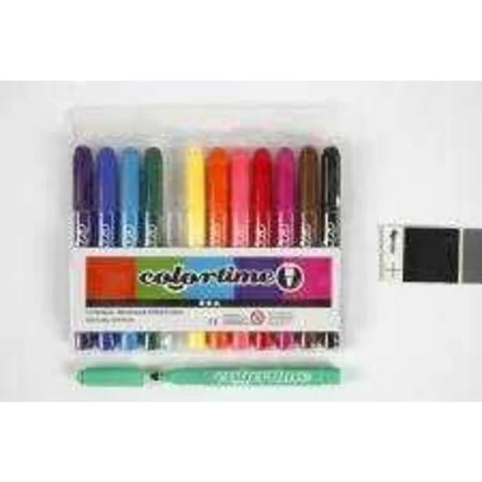 Colortime stift,  5 mm lijn, Standaard-kleuren, 12 stuks
