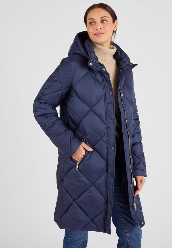 Damart - Gewatteerde maxi bodywarmer glanzend Thermolactyl - Dames - Blauw - 42-44 (M)