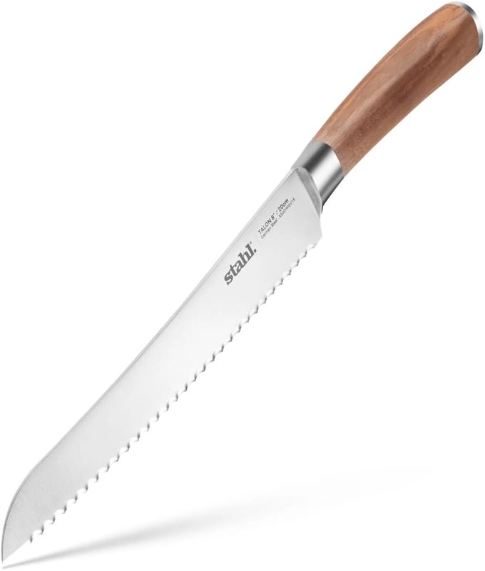 Stahl – Talon Broodmes Gekarteld – 20cm – Duits staal - Walnotenhout handvat