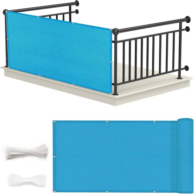 Balkonbekleding - Privacyscherm Balkonafdekking - Inkijk Voorkomen - Scheurbestendig Polyester - 80x700 cm - Blauw