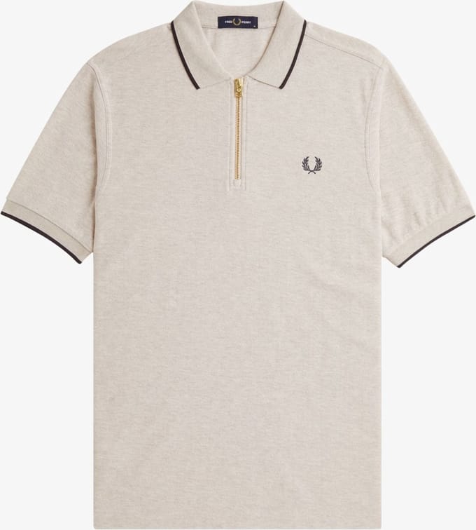 Fred Perry Crepe Pique Zip Neck Polo Shirt
