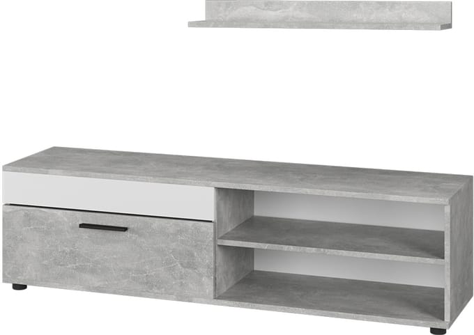 Vicco Berno Lowboard & plank – met 1 klep Beton/Wit