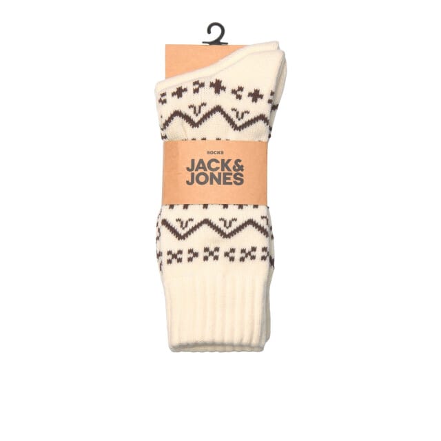 Jack & Jones Wollen Heren Wintersokken JACPATTERN Wit 2-Pack Sokken - Maat One size