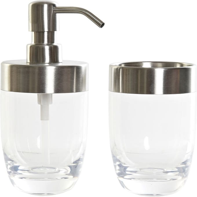 Items Zeeppompje - incl. beker - zilver - kunststof - 17 cm - badkamer accessoires
