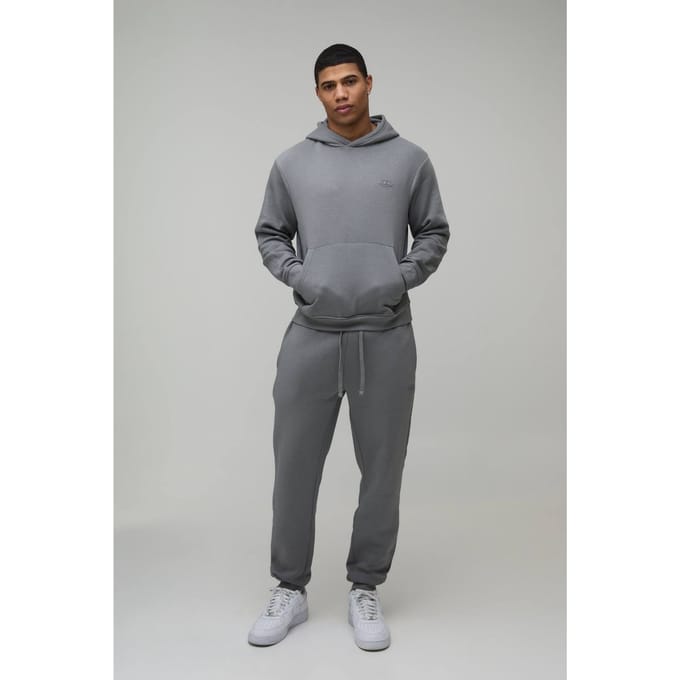 Boxy Fit Heren Sport Trainingspak met Capuchon | Charcoal | Size XS