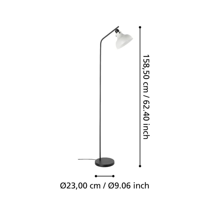 EGLO Matlock Vloerlamp - E27 - 158 cm - Grijs/Zwart