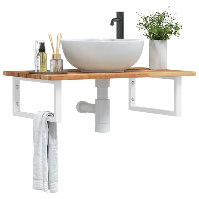 vidaXL - Badkamer - wandschap - staal - en - massief - acaciahout