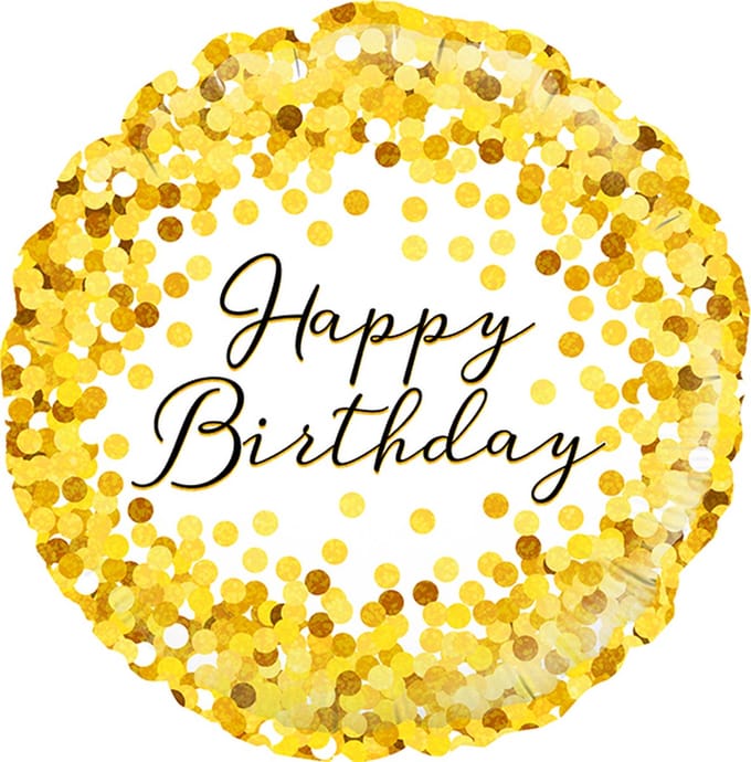 Oaktree - Folieballon Gold Confetti Happy Birthday