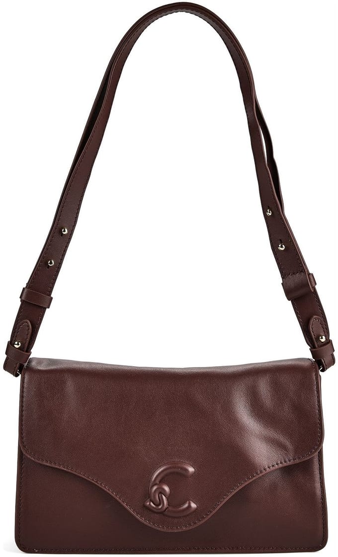 COCCINELLE Leren schoudertas C-Me Softy Smooth Shoulder Bag Berry donkerpaars